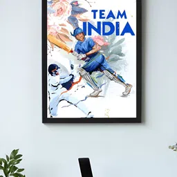 Art Street Black & White Framed Art Print India Cricket Team Player Poster-24