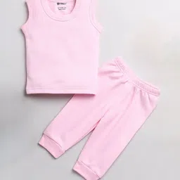 MooNKids Boys Pink Solid Sleeveless Cotton Thermal Set-image-81