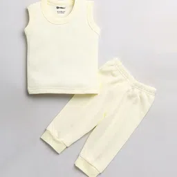 MooNKids Kids Boys Yellow Solid Sleeveless Thermal Set-image-2