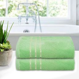 Kuber Industries Pack of 2 Green Solid Soft Cotton Bath Towel For Kids-39