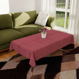 Kuber Industries Maroon Rectangular 2-Seater Jute Table Cover-90
