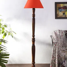 Devansh Orange Cotton & Wooden Floor Lamp-image-84