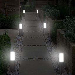 BENE Benjamin Bollard Grey and SilverToned 6 Pieces Waterproof & Rustproof Outdoor Lamps-3
