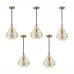 DENICRAAS 5-Pcs Brown Textured Hanging Ceiling Lamp-12