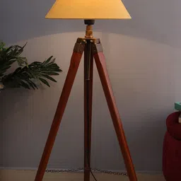Homesake Yellow & Brown Tripod Floor Lamp with Shade-17