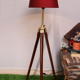 Homesake Red & Brown Tripod Floor Lamp with Shade-15