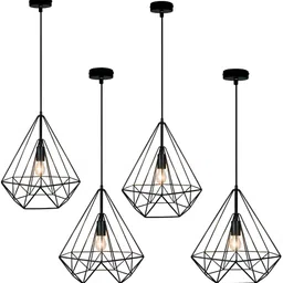 DENICRAAS 4-Pcs Black Textured Hanging Ceiling Lamp image 3