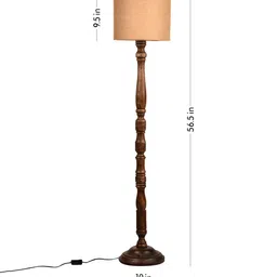 green girgit Comtemporary Dark Brown Floor Lamp with Jute Shade image 2