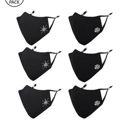 MASQ Pack Of 6 Black 4-Ply Reusable Pure Cotton Cloth Face Masks-18