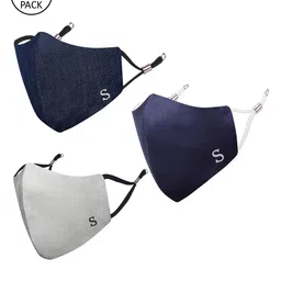 MASQ Pack Of 3 Solid 4-Ply Pure Cotton Cloth Masks-image-28