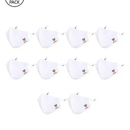 MASQ Pack Of 10 White 4-Ply Reusable Pure Cotton Cloth Face Masks-17