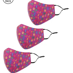 Tossido Kids Pack Of 3  Printed Pure Cotton 3-Ply Reusable Outdoor Cloth Masks-12