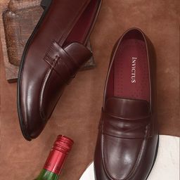 INVICTUS Men Burgundy Solid Formal Slip-Ons-image-84