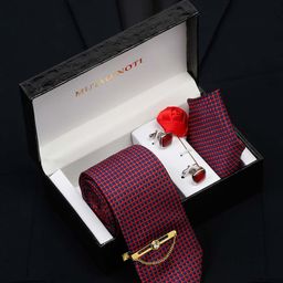 MUTAQINOTI Men Silk Necktie Accessory Gift Set-image-98