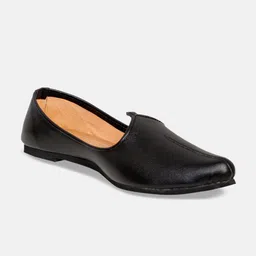 PANAHI Men Black Colourblocked Mojaris-14