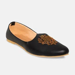 PANAHI Men Black Textured Mojaris-image-2