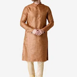 TABARD Men Brown Silk Blend Kurta-image-34