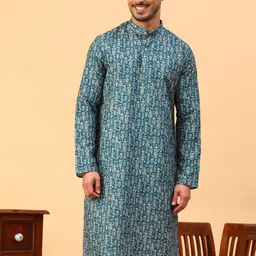 TABARD Ethnic Motif Printed Mandarin Collar Cotton Straight Kurta-picture-52