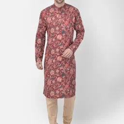 TABARD Men Rust Cotton Printed Kurta-image-63