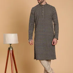 TABARD Geometric Printed Cotton Mandarin Collar Kurta-image-37
