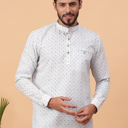 TABARD Geometric Printed Mandarin Collar Cotton Straight Kurta-picture-26