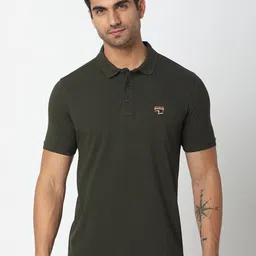 SPYKAR Men Green Polo Collar Cotton Slim Fit T-shirt-picture-23
