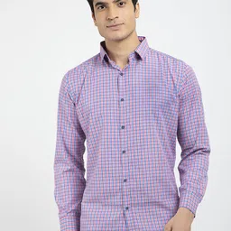 RED FEATHER Men Blue Checked  Cotton Casual Shirt-picture-27