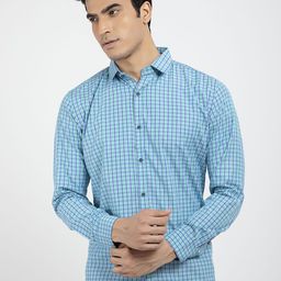 RED FEATHER Men Grid Tattersall Checks Cotton Formal Shirt-image-60