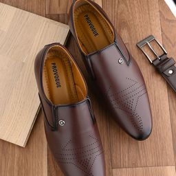 Provogue Men Perforation Leather Formal Slip-On Shoes-image-26