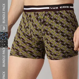 Lux Cozi Men Pack Of 3 Assorted Pure Combed Cotton Trunks COZI_BIGSHOT_LONGS_PRINT_OE_AST2-26