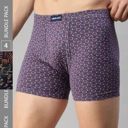 Lux Cozi Men Pack Of 4 Assorted Cotton Trunks COZI_BIGSHOT_LONGS_PRINT_ASST_4PC-29