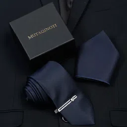 MUTAQINOTI Men Self Design Silk Necktie Accessory Gift Set-13