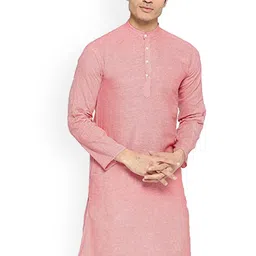 Vastraa Fusion Men Red Solid Cotton Thread Work Kurta-14