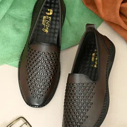 Rising Wolf Textured Slip-Ons Formal Loafers Shoes-image-92