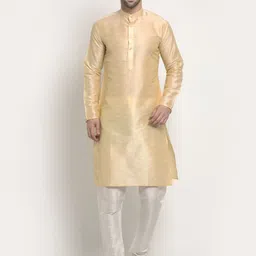 NEUDIS Men Beige Solid Dupion Silk Kurta-picture-52