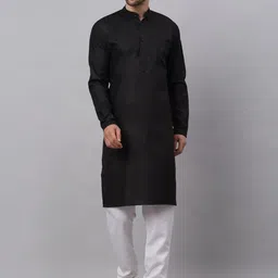 NEUDIS Men Black Thread Work Grandeur & Majestic Artwork Handloom Kurta-picture-18