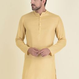 DEYANN Men Cream-Coloured Solid  Kurta-picture-22