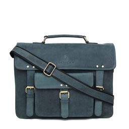 WildHorn Men Blue Textured Leather Laptop Bag-10