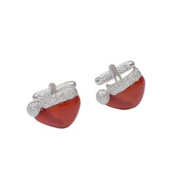 Alvaro Castagnino Red & Silver-Toned Symbol Textured Cufflink-image-92