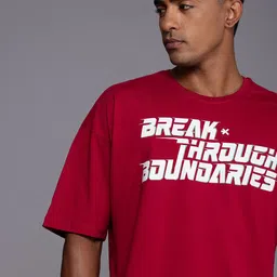 HRX by Hrithik Roshan Men Typography Printed Pure Cotton Oversized T-shirt-image-31