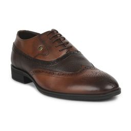 Liberty Men Brown Textured Formal Derbys Shoes-image-70