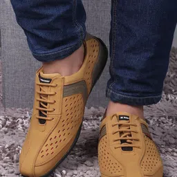 Red Chief Men Rust Textured Leather Sneakers-24
