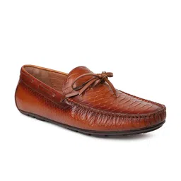 ATESBER by Inc.5 Men Brown Textured Leather Driving Shoes-image-69