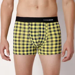 UnderJeans by Spykar Men Yellow & Black Checked Cotton Blend Trunks UJNPTS036-picture-39