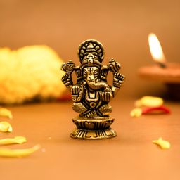 Ekhasa Gold-Toned Brass Religious Ganesh Idol Showpiece-image-91