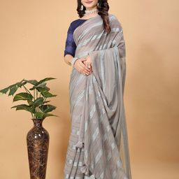 K 5 Fashion Striped Zari Pure Georgette Saree-image-70