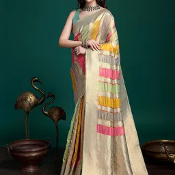 Mitera Woven Design Zari Organza Saree-24