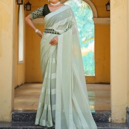 K 5 Fashion Striped Pure Georgette Saree-image-73