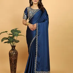 K 5 Fashion Embroidered Satin Saree-picture-14