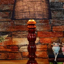 Foziq Brown & Blue Textured Frustum Shaped Table Lamp-picture-53